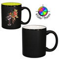 11 Oz. 2 Tone Satin Hilo C-Handle Mug - 4 Color Process (Black/White)